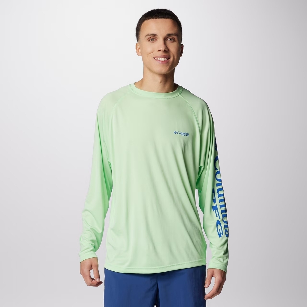 Columbia Key West Green Blue Logo PFG Terminal Tackle Long Sleeve Shirt Medium